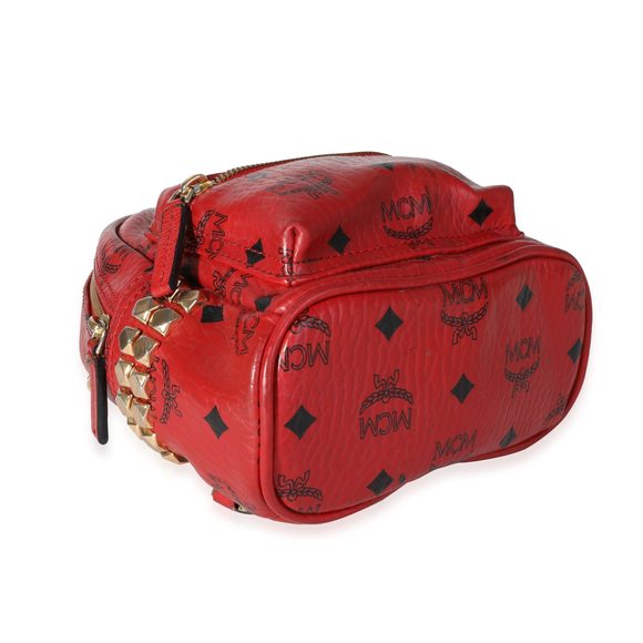 MCM Red Visetos Coated Canvas Stark Bebe Boo Backpack - Picture 6 of 8